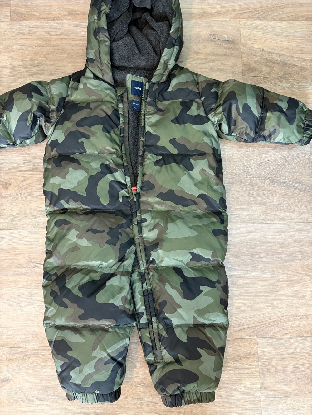 GAP BabyGap Camo Quilted Green Brown Hooded Snowsuit